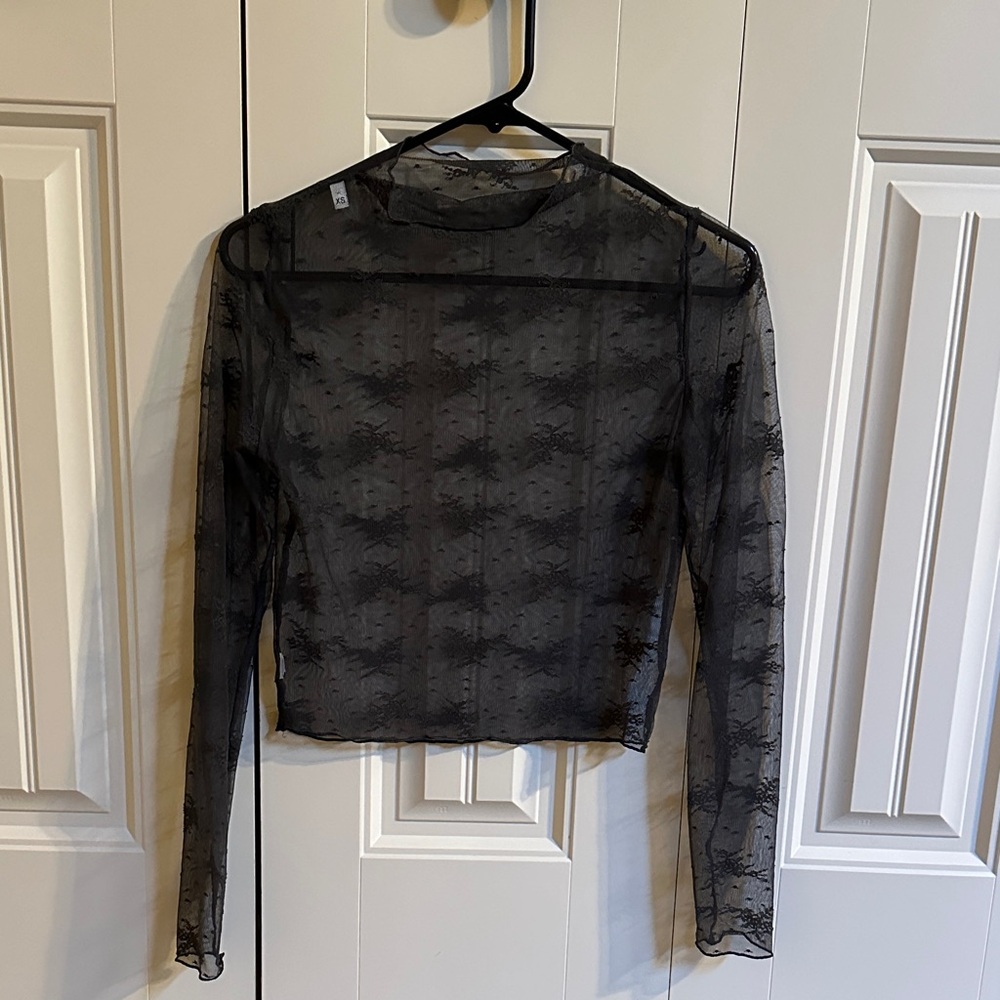 American Eagle Outfitters Black Sheer Blouse